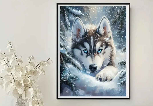 Peinture diamant loup husky