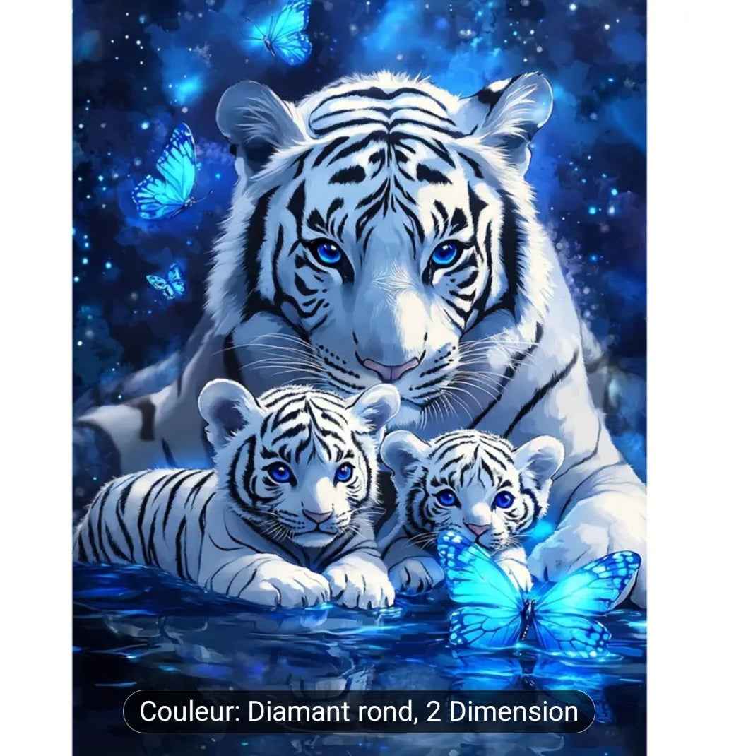 Peinture diamant tigre - Tableau éclatant pour une décoration unique