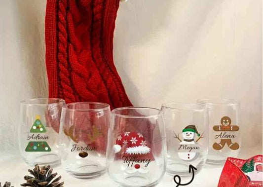 Verres Personnalisés de Noël 🎅✨ - Lot de 4 Verres Festifs pour Événements Spéciaux